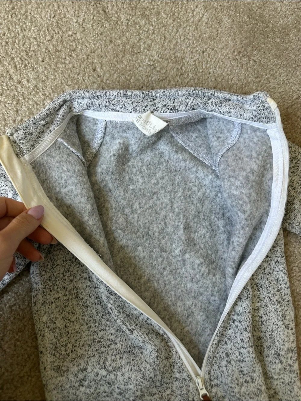 H&M Baby Cozy Fleece One-Piece Jumpsuit Romper,Gray Heather, 6-9 Month